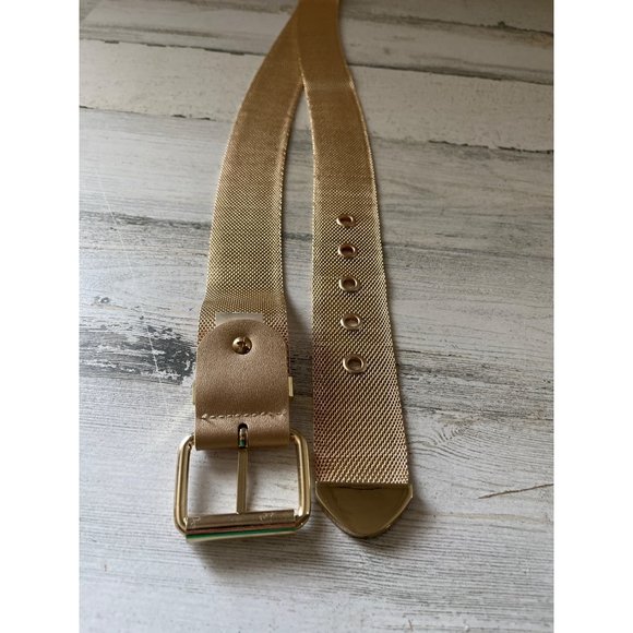 Gold tone metal mesh woman’s belt with buckle - Picture 3 of 3